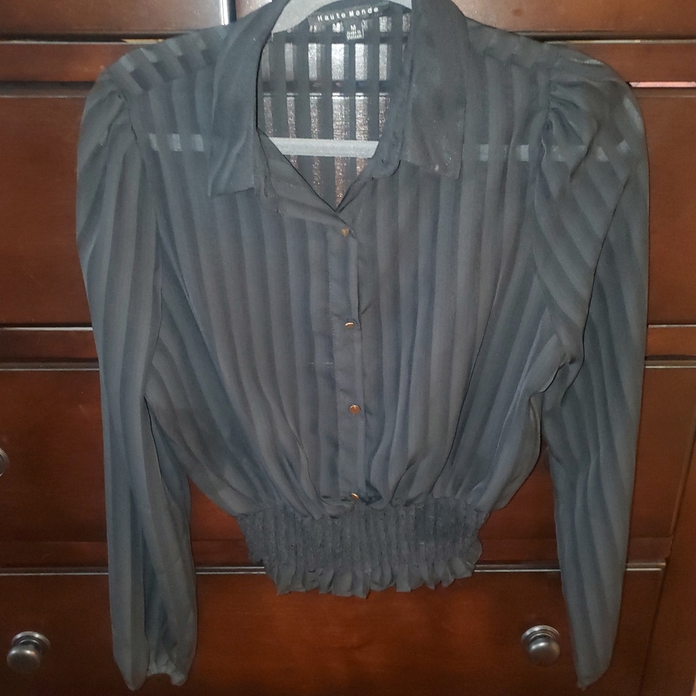 Black see through blouse